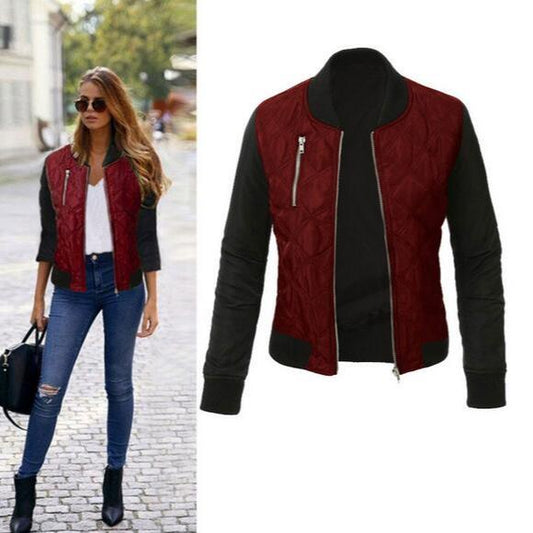 Womens Long sleeve patchwork casual jacket