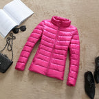 Womens Ultra-light Slim Short Hooded Warm White Duck Down Jacket