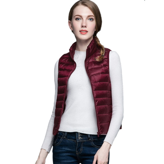 Womens White Duck Down Ultra Light Sleeveless Vest Jacket