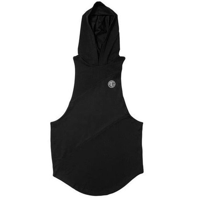 Mens Bodybuilding Stringer Hooded Gym Fitness Sleeveless Tank Top