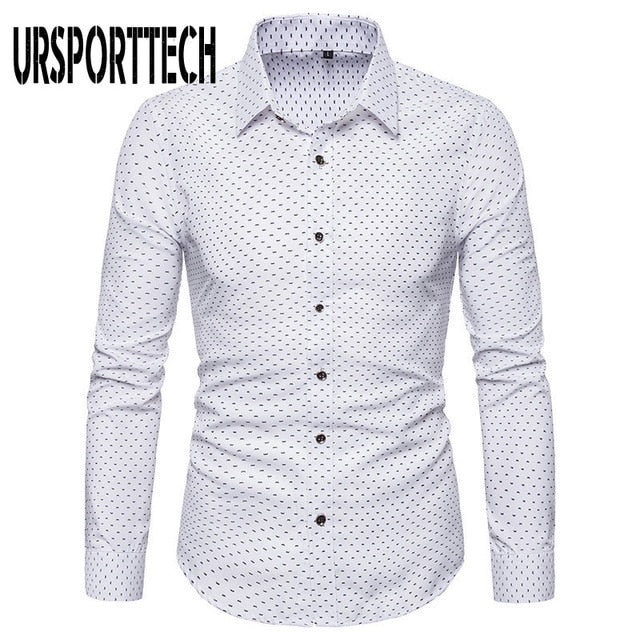 Mens Printed Long Sleeve Regular Fit Elegant Casual Shirt