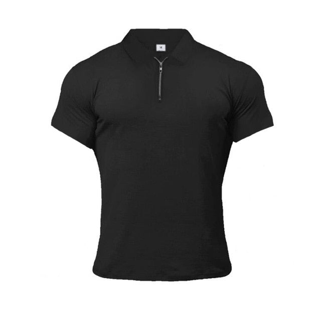 Mens Casual Plain Color Short Sleeve Slim Polo Shirt