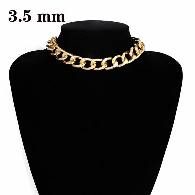 Womens Choker Collar Chunky Thick Chain Necklace