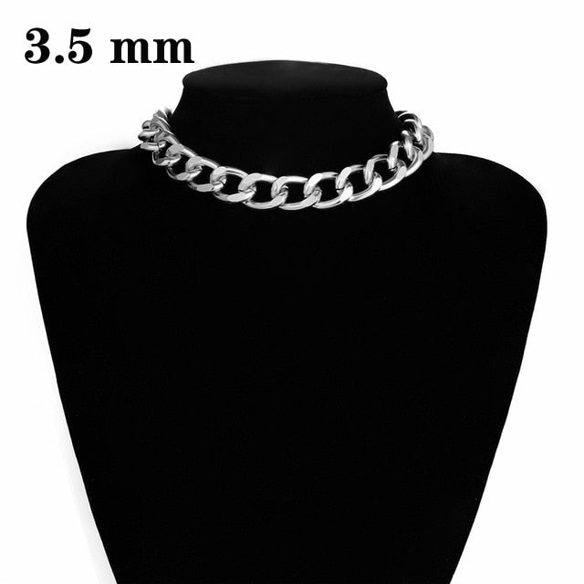 Womens Choker Collar Chunky Thick Chain Necklace