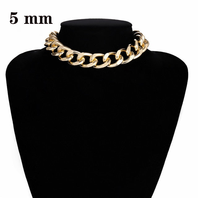 Womens Choker Collar Chunky Thick Chain Necklace