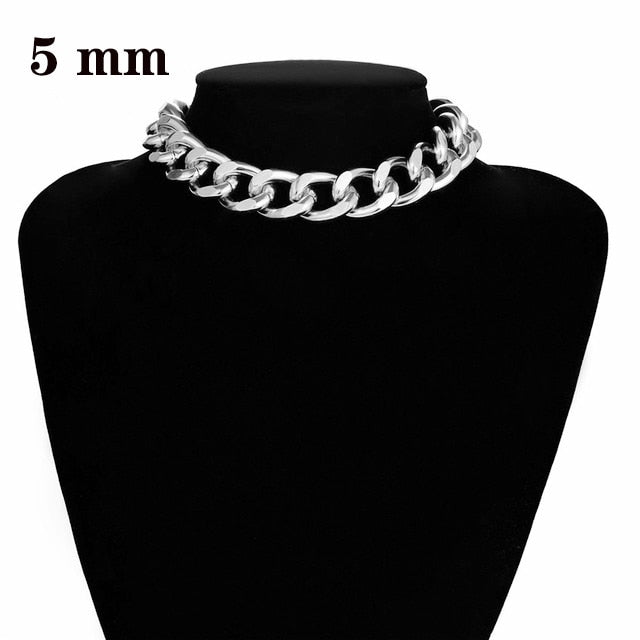 Womens Choker Collar Chunky Thick Chain Necklace