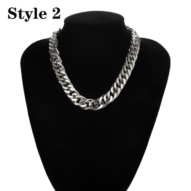 Womens Choker Collar Chunky Thick Chain Necklace