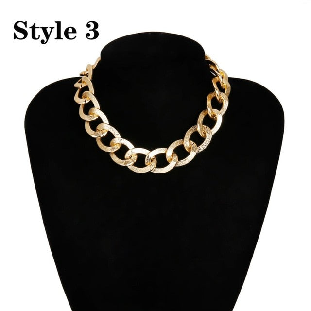 Womens Choker Collar Chunky Thick Chain Necklace