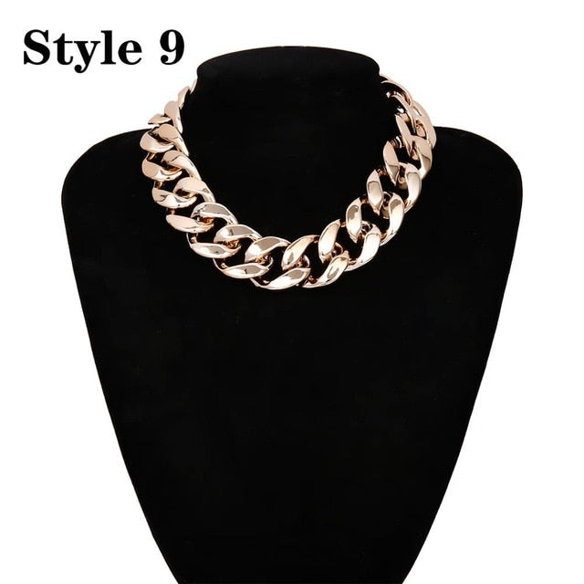 Womens Choker Collar Chunky Thick Chain Necklace