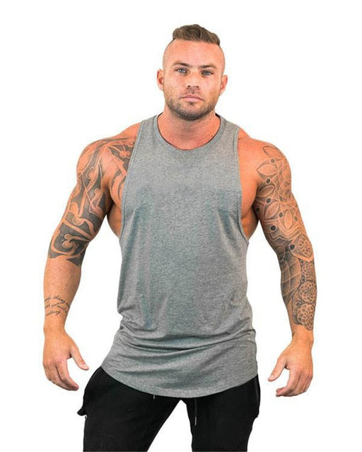 Mens Cotton Sleeveless Gym Hooded Fitness Tank Top