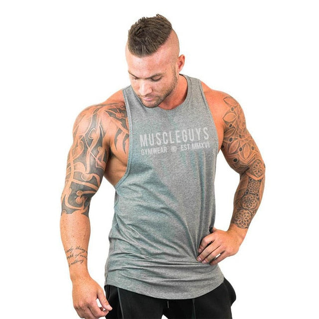 Mens Cotton Sleeveless Gym Hooded Fitness Tank Top