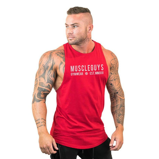 Mens Cotton Sleeveless Gym Hooded Fitness Tank Top