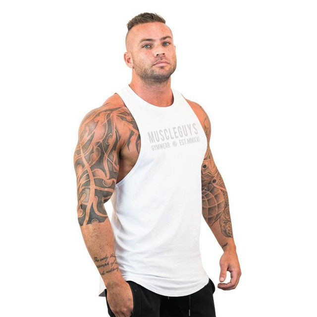 Mens Cotton Sleeveless Gym Hooded Fitness Tank Top