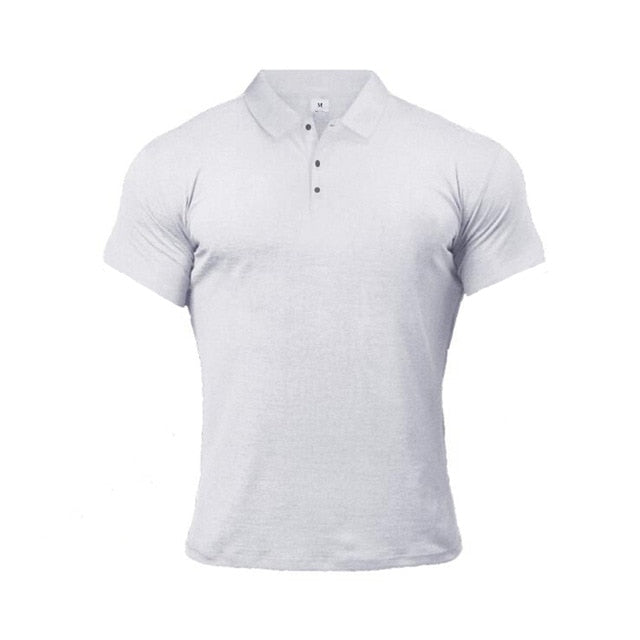 Mens Casual Plain Color Short Sleeve Slim Polo Shirt