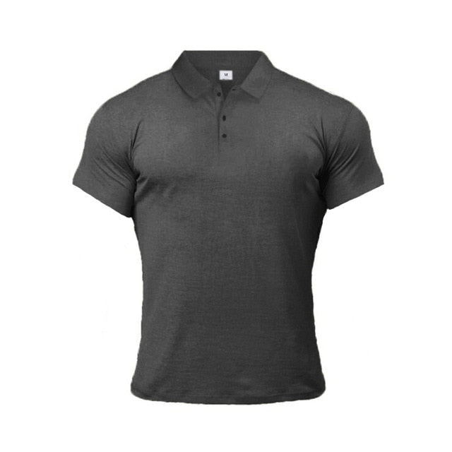 Mens Casual Plain Color Short Sleeve Slim Polo Shirt