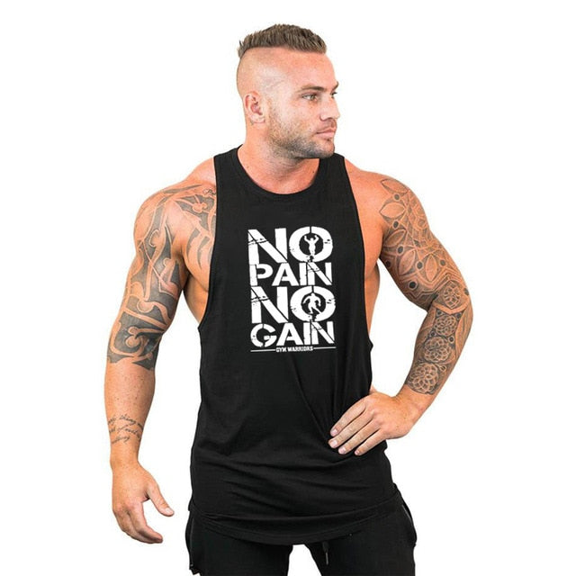 Mens Bodybuilding Hooded Cotton Sleeveless Fitness Workout Sportswear Tank Top