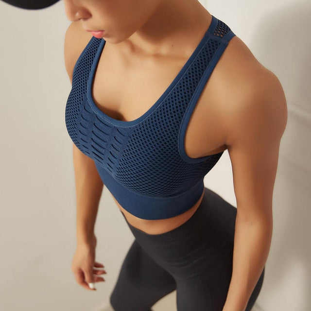 Womens Seamless Fitness Racerback High Impact Activewear Sports Bra