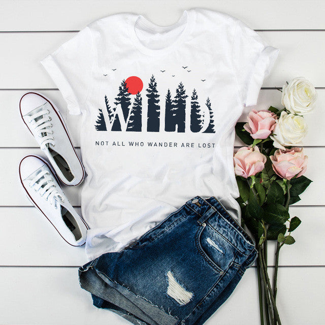 Womens Summer Short Sleeve Printed T-Shirt