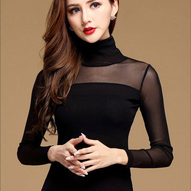 Womens Mesh Long Sleeve Casual Top