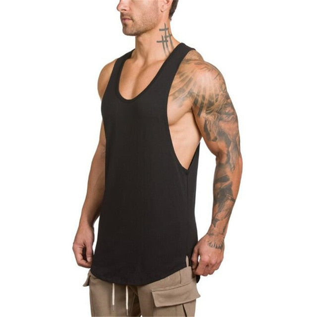 Mens Gym Cotton Bodybuilding Stringer Fitness Muscle Fit Sleeveless Vest