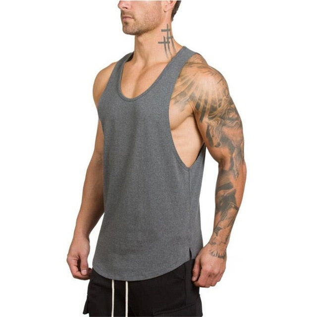 Mens Gym Cotton Bodybuilding Stringer Fitness Muscle Fit Sleeveless Vest