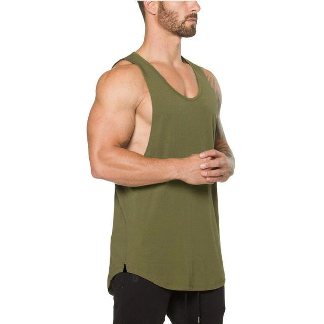 Mens Gym Cotton Bodybuilding Stringer Fitness Muscle Fit Sleeveless Vest