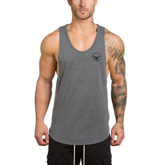 Mens Gym Cotton Bodybuilding Stringer Fitness Muscle Fit Sleeveless Vest