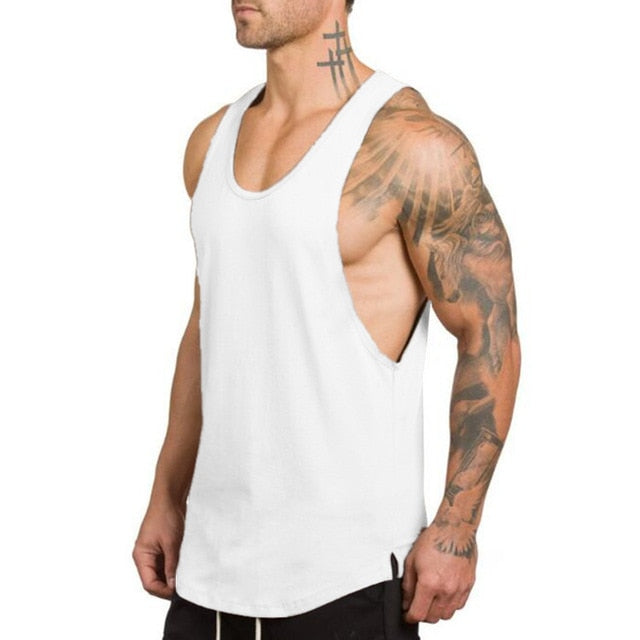 Mens Gym Cotton Bodybuilding Stringer Fitness Muscle Fit Sleeveless Vest