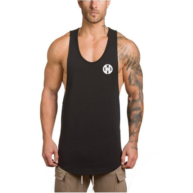 Mens Gym Cotton Bodybuilding Stringer Fitness Muscle Fit Sleeveless Vest