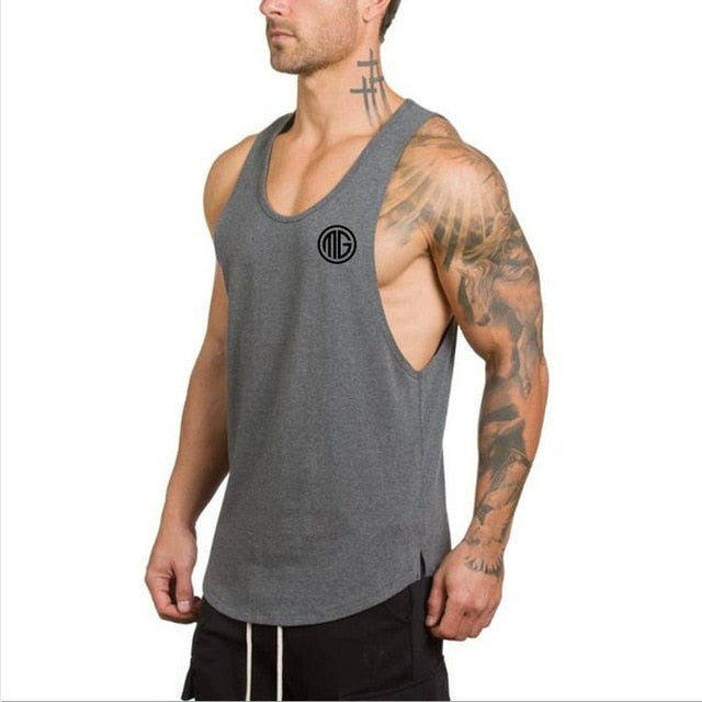 Mens Gym Cotton Bodybuilding Stringer Fitness Muscle Fit Sleeveless Vest