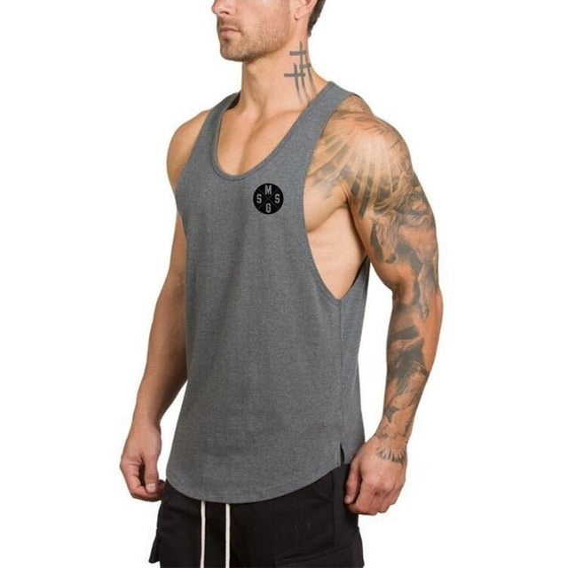 Mens Gym Cotton Bodybuilding Stringer Fitness Muscle Fit Sleeveless Vest