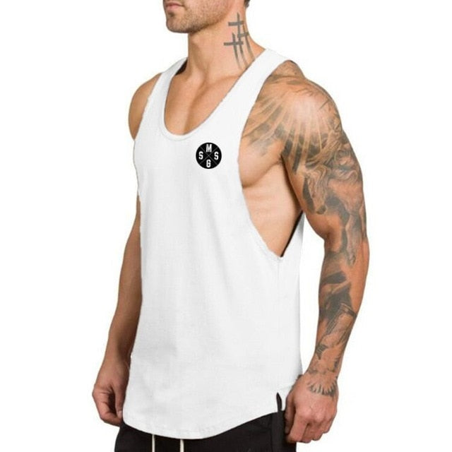 Mens Gym Cotton Bodybuilding Stringer Fitness Muscle Fit Sleeveless Vest