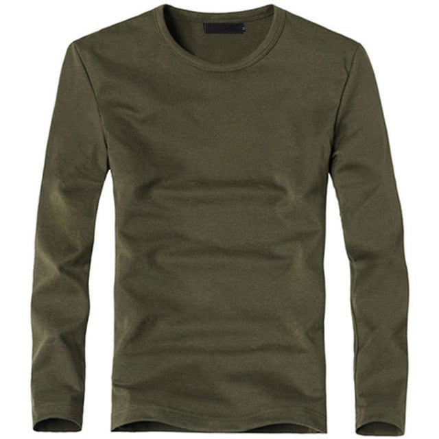 Mens V-Neck Long Sleeve Lycra And Cotton T-Shirt