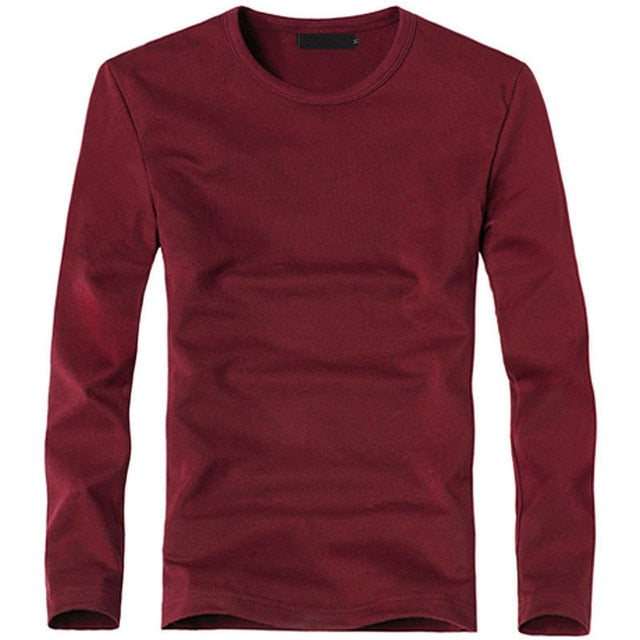 Mens V-Neck Long Sleeve Lycra And Cotton T-Shirt