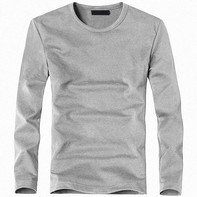 Mens V-Neck Long Sleeve Lycra And Cotton T-Shirt