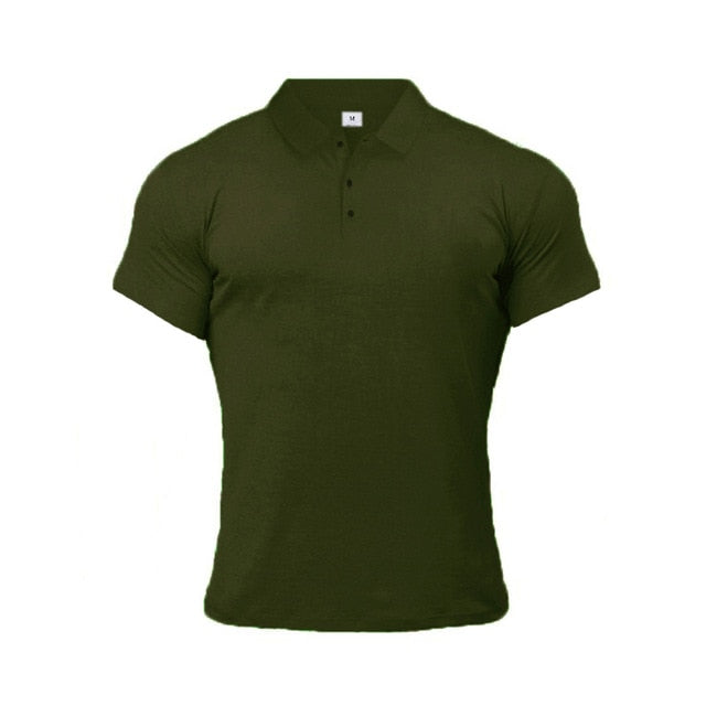 Mens Casual Plain Color Short Sleeve Slim Polo Shirt