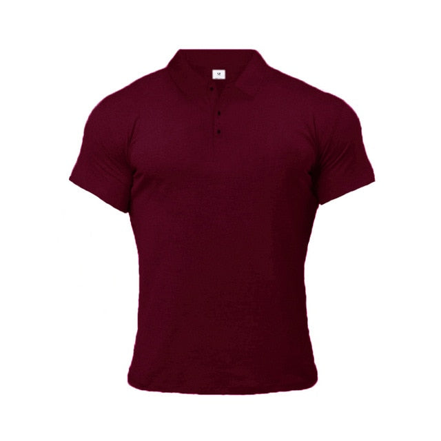 Mens Casual Plain Color Short Sleeve Slim Polo Shirt