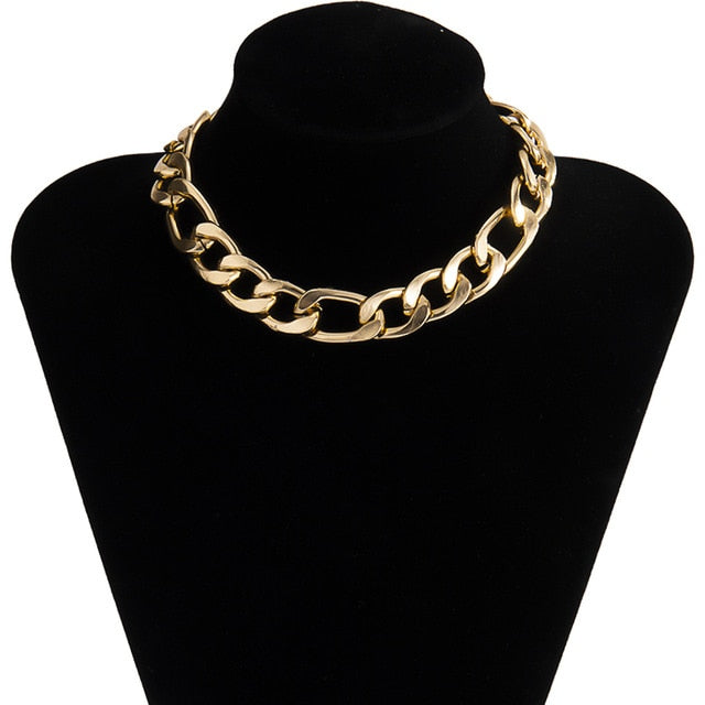 Womens Choker Collar Chunky Thick Chain Necklace