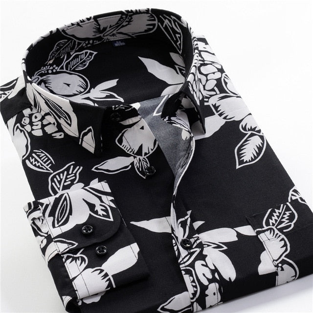 Mens Printed Casual Long Sleeve Shirt