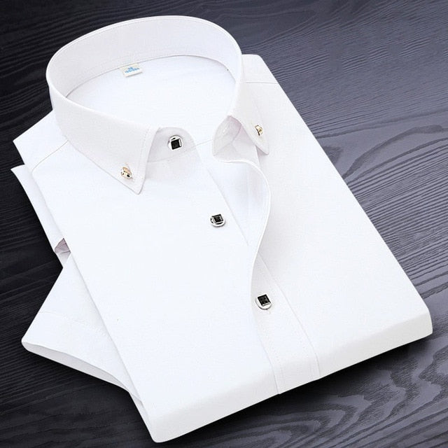 Mens Solid Colour Business Casual Dress Shirt