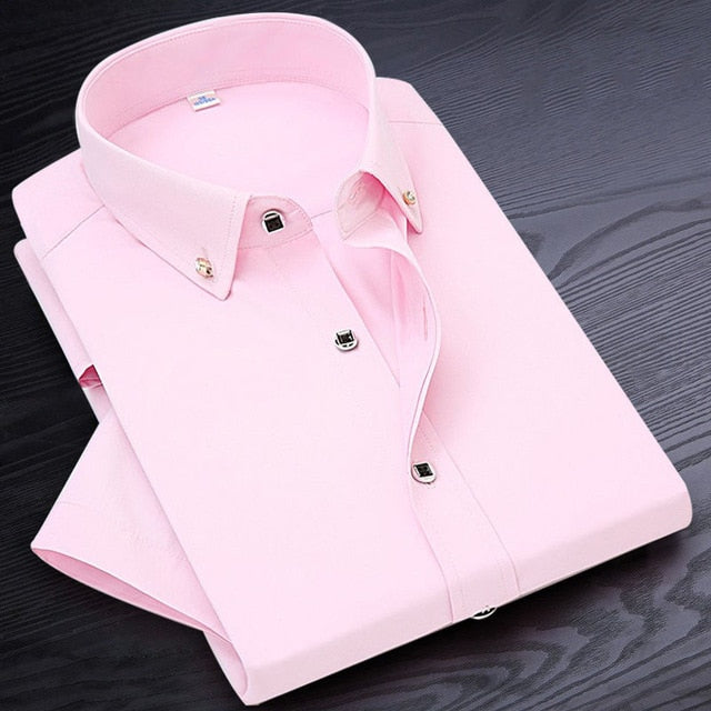 Mens Solid Colour Business Casual Dress Shirt