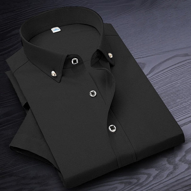 Mens Solid Colour Business Casual Dress Shirt