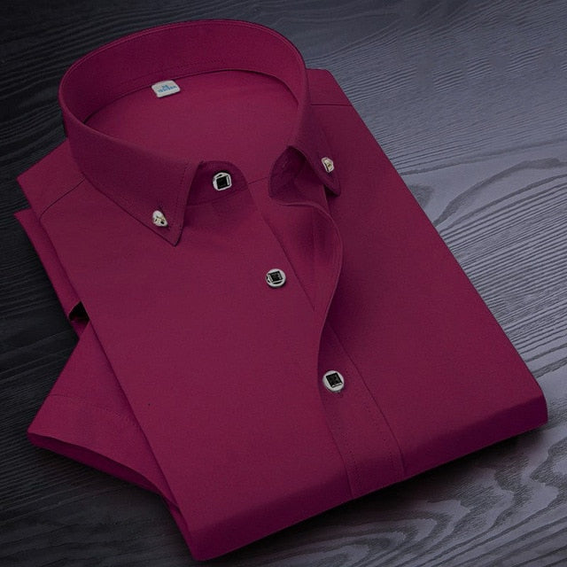 Mens Solid Colour Business Casual Dress Shirt