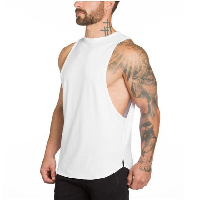 Mens Gym Stringer Bodybuilding Fitness Sleeveless Cotton Muscle Fit Vest