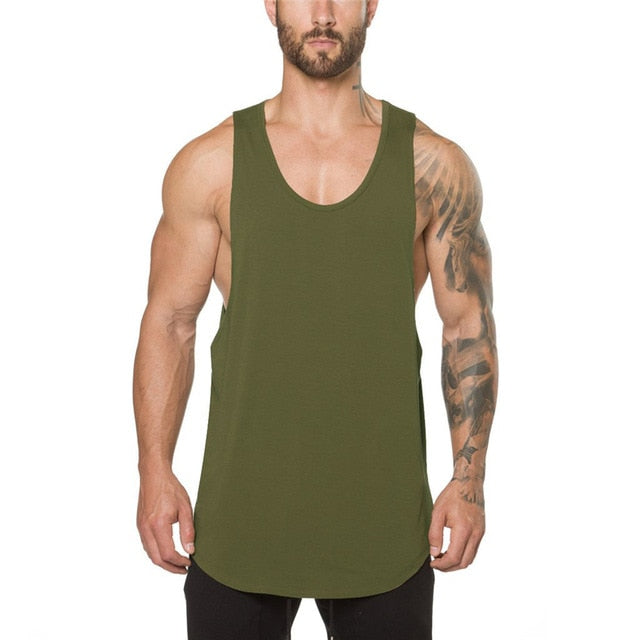 Mens Gym Stringer Bodybuilding Fitness Sleeveless Cotton Muscle Fit Vest