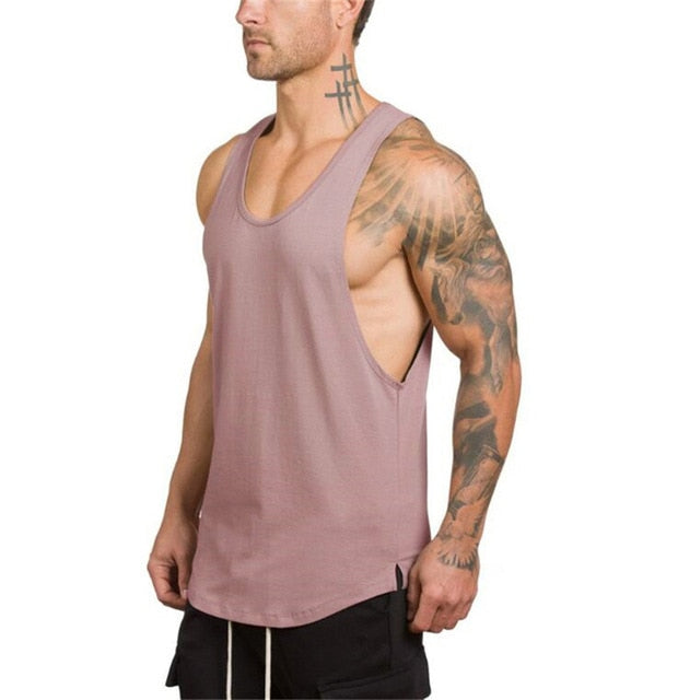 Mens Gym Cotton Bodybuilding Stringer Fitness Muscle Fit Sleeveless Vest