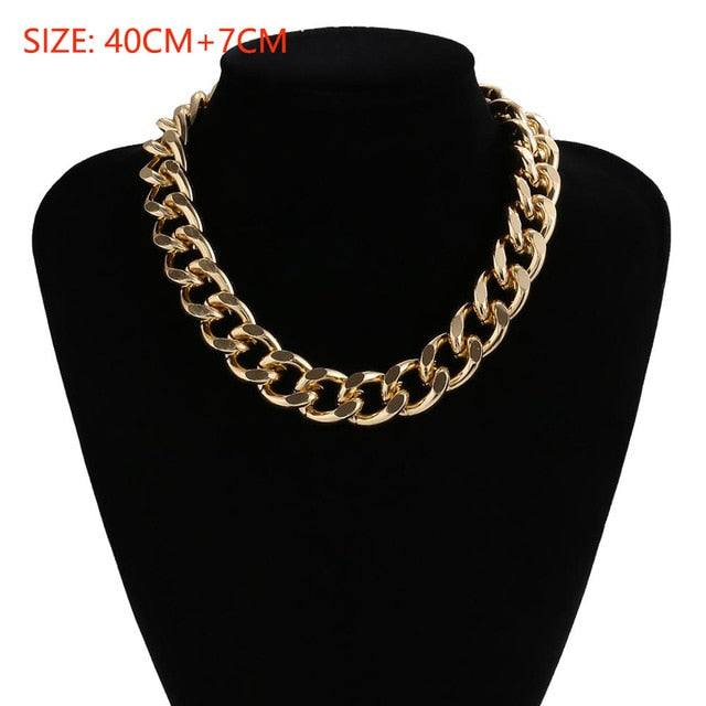 Womens Choker Collar Chunky Thick Chain Necklace