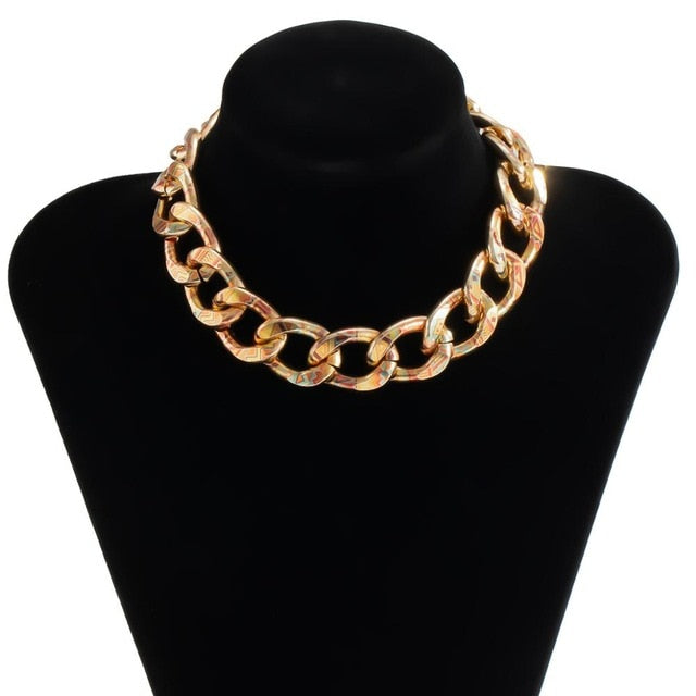 Womens Choker Collar Chunky Thick Chain Necklace