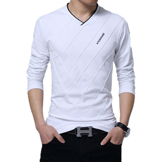 Mens Casual Slim Long Sleeve V Neck Top