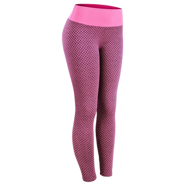 Womens Grid Yoga Seamless High Waist Breathable Gym Fitness Push Up Leggings